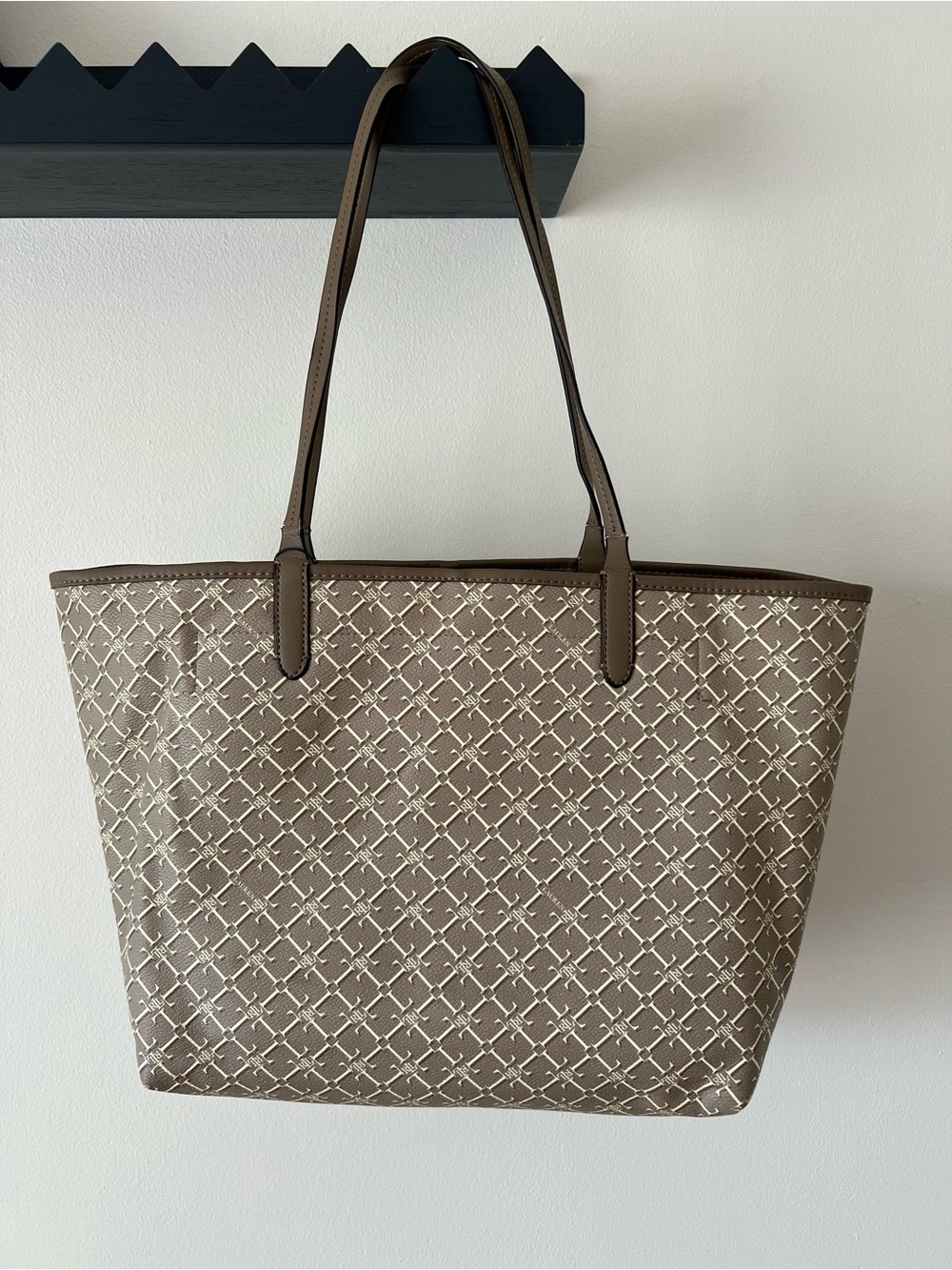 Lauren Ralph Lauren Taupe Signature Tote Bag